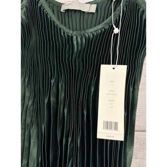 NWT Vince Emerald Green Pleated Spaghetti Strap Top Size S - Picture 2 of 3